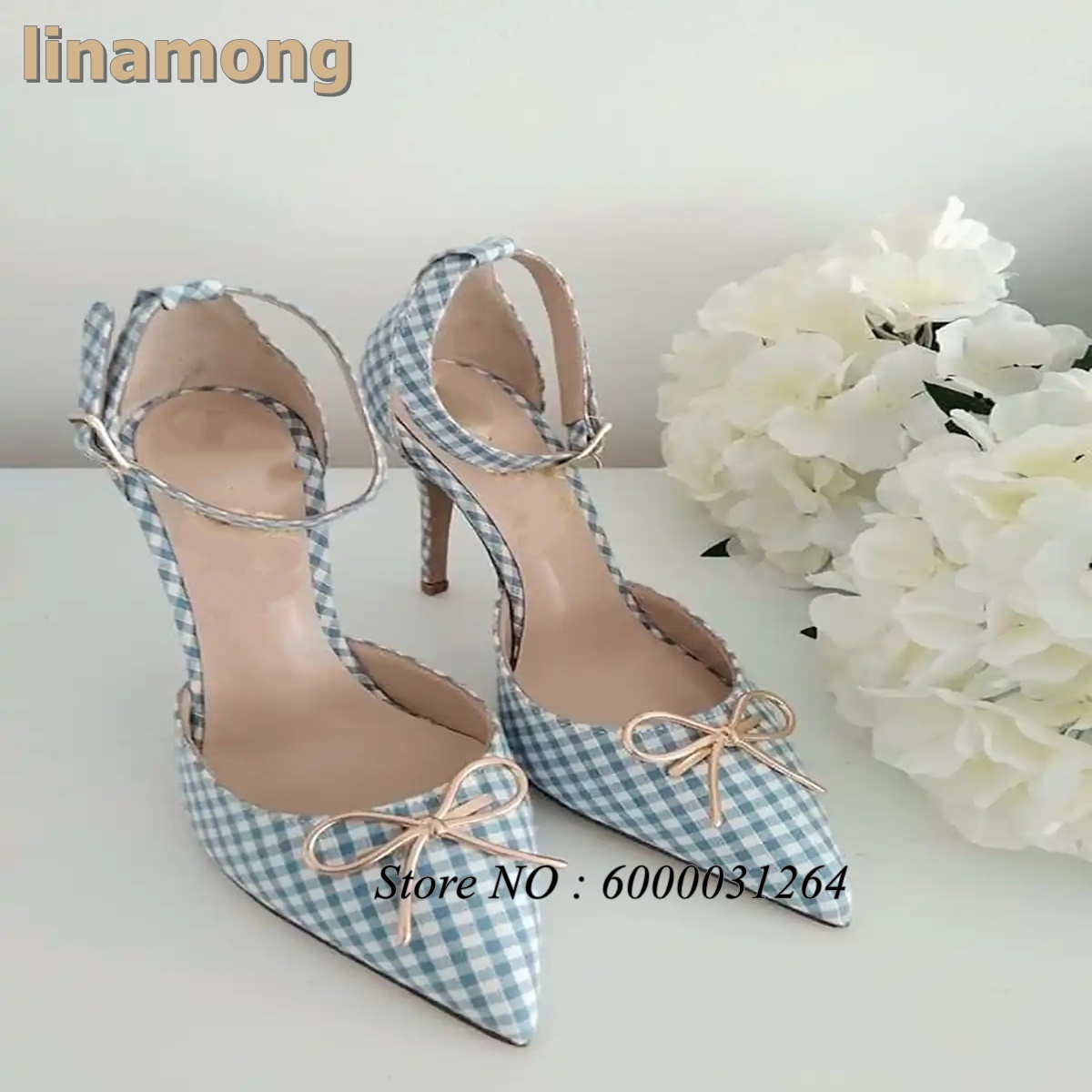 Escarpins à grille bleu clair, peu profonds, avec nœud papillon, talons hauts, sangle à boucle, chaussures à talons, bout pointu, nouvelle tendance, été automne 2026