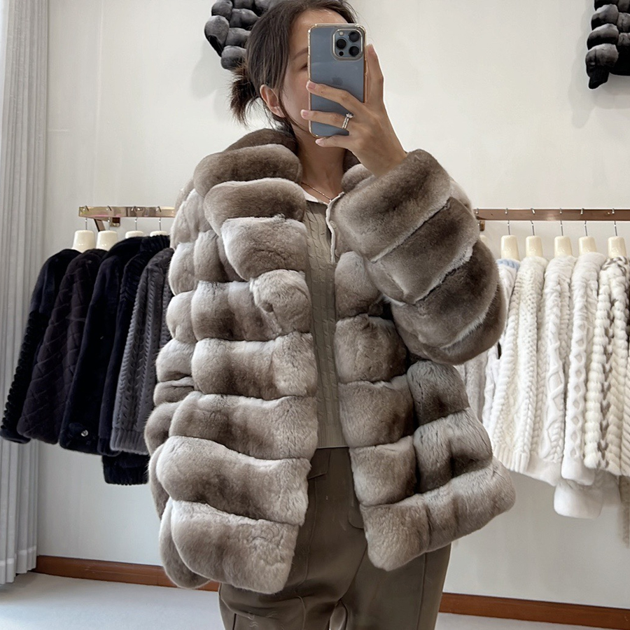 Manteau court en fourrure de lapin Rex véritable pour femme, vestes, chinchilla, meilleur savoir