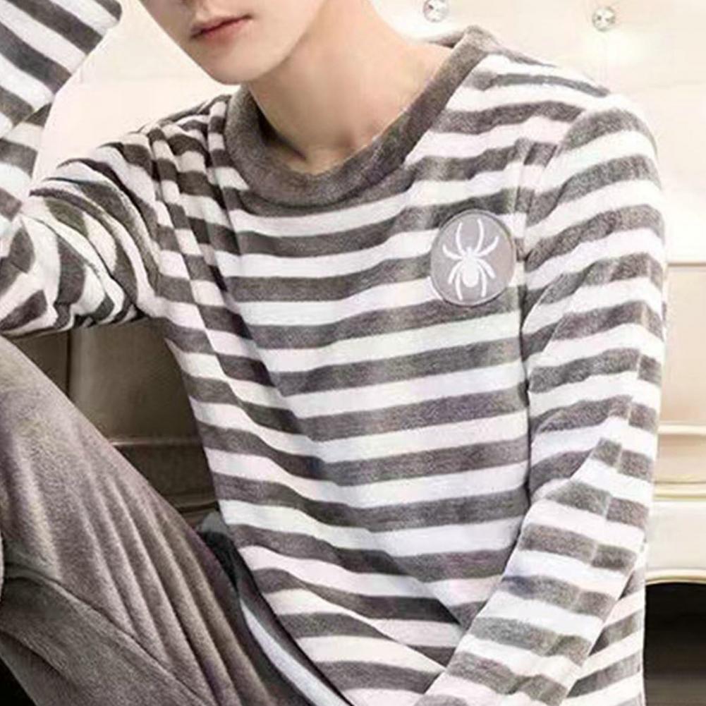 Conjunto de pijama de franela cálido de invierno para hombre, pijamas gruesos de manga larga para hombre, traje bonito de terciopelo Coral con dibujos animados, ropa de casa, nueva ropa de dormir