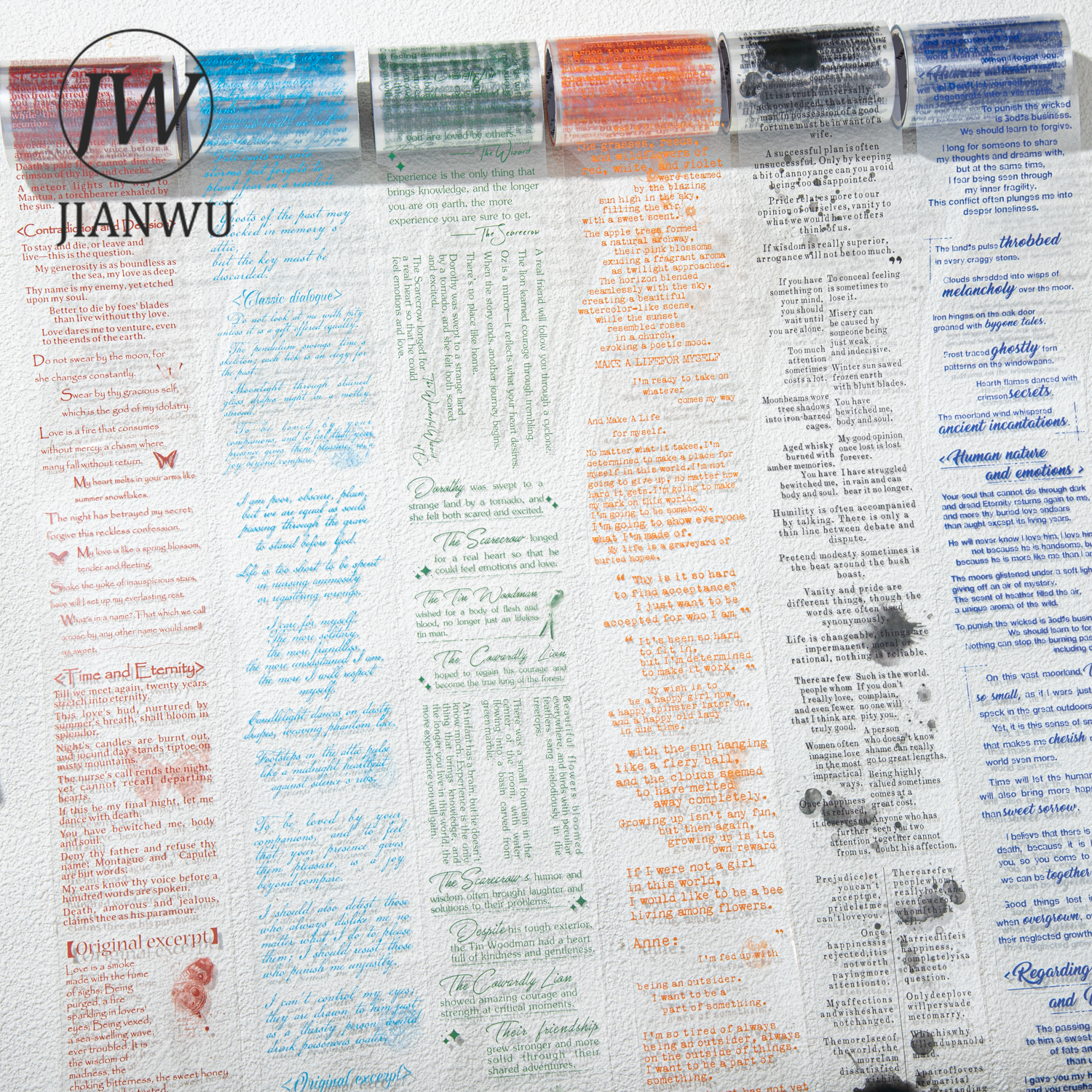 JIANWUFragment of Literary Quotation Series Vintage English Text Landscape Material Collage PET Tape Creative Journal Stationery