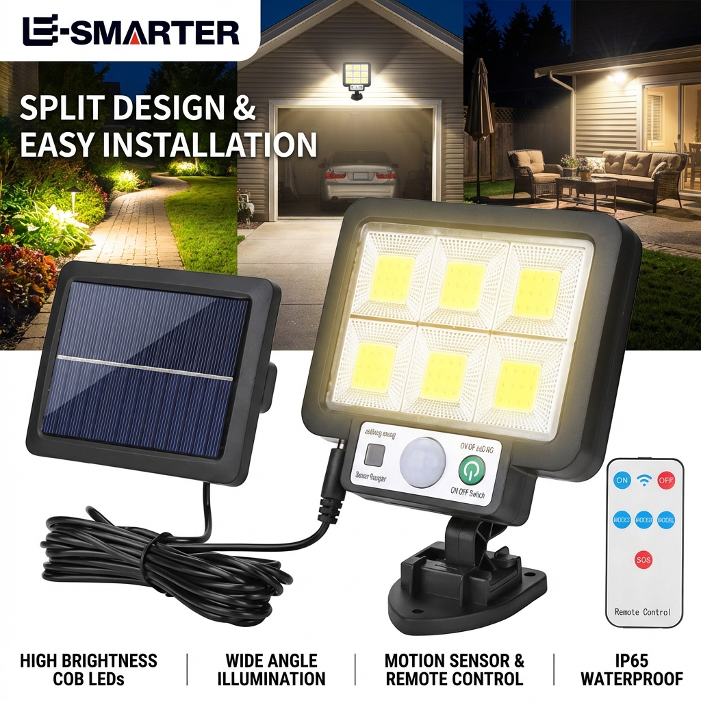 Wasserdichte LED-Solar-Wandleuchte für den Außenbereich mit Bewegungssensor, 3 Modi, für Notfälle, Straße, Garten und Sicherheitsdekoration