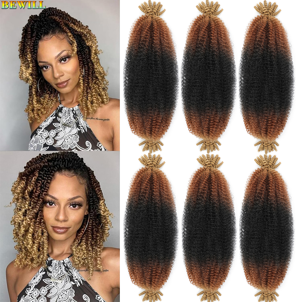 Cabello afro rizado elástico Ombre Ginger 1B 30 27 613 350 Color Bug Cabello rizado elástico preesponjoso Cabello para trenzar Marley para rastas suaves
