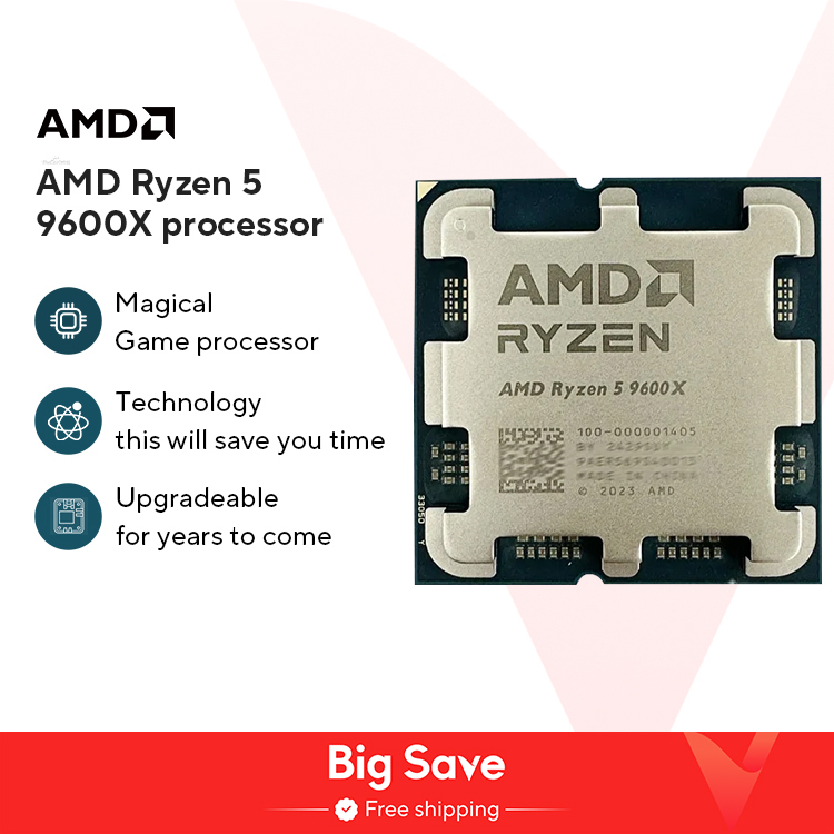 AMD Ryzen 5 9600X 5.4GHz 6-Core 12-Thread 38MBเกมCache 4NM TDP 65Wซ็อกเก็ตAM5 Gaming CPU Zen 5 กราฟิก