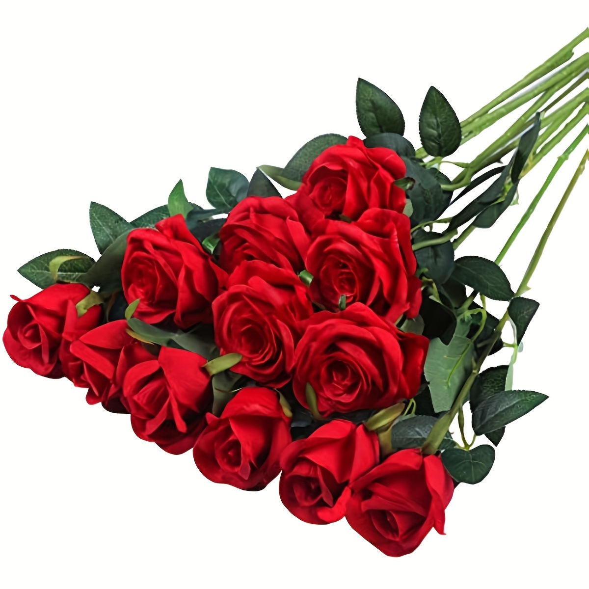 Bouquet de Rosas Artificiais Realistas com 12 Peças para Casamentos, Aniversários e Mais, para Arranjos Florais e Decoração de Casa