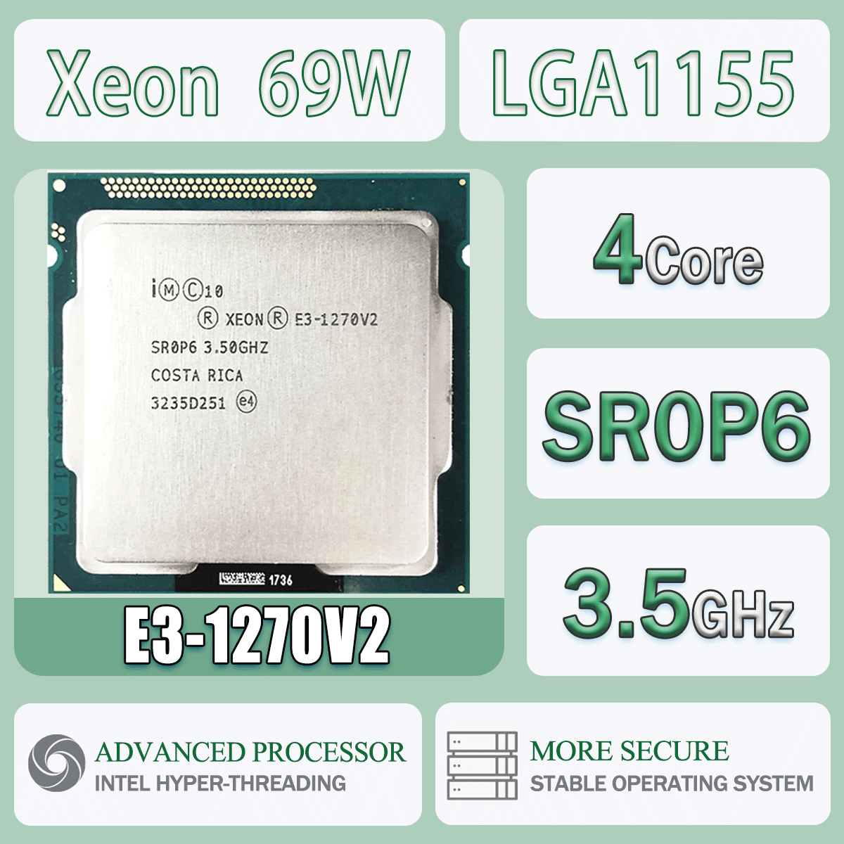Intel Xeon E3-1270V2 3,5 GHz Quad-Core 69 W E3 1270 V2 Computer CPU Processor Server E3 1270V2 Pakket LGA 1155 SR0P6