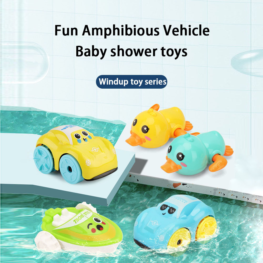 Baby Duck Bath Toys Cute Swimming Car Boat Bath giocattoli per bambini bagno Classic Chain Clockwork Water Toy per bambini regali divertenti