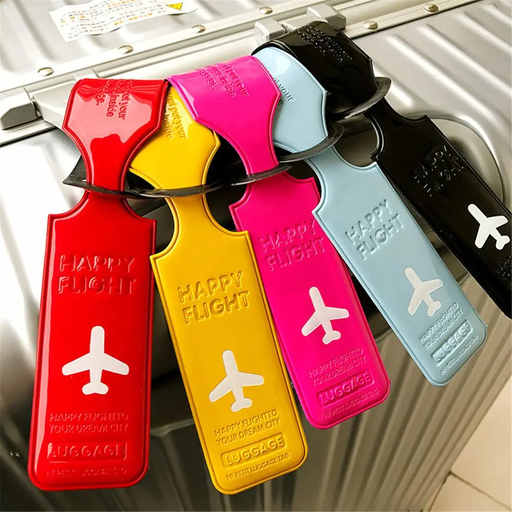 Etiqueta de equipaje de cuero PU, etiqueta creativa de Gel de sílice para maleta, soporte de identificación, etiquetas de embarque, etiqueta portátil, accesorios de viaje