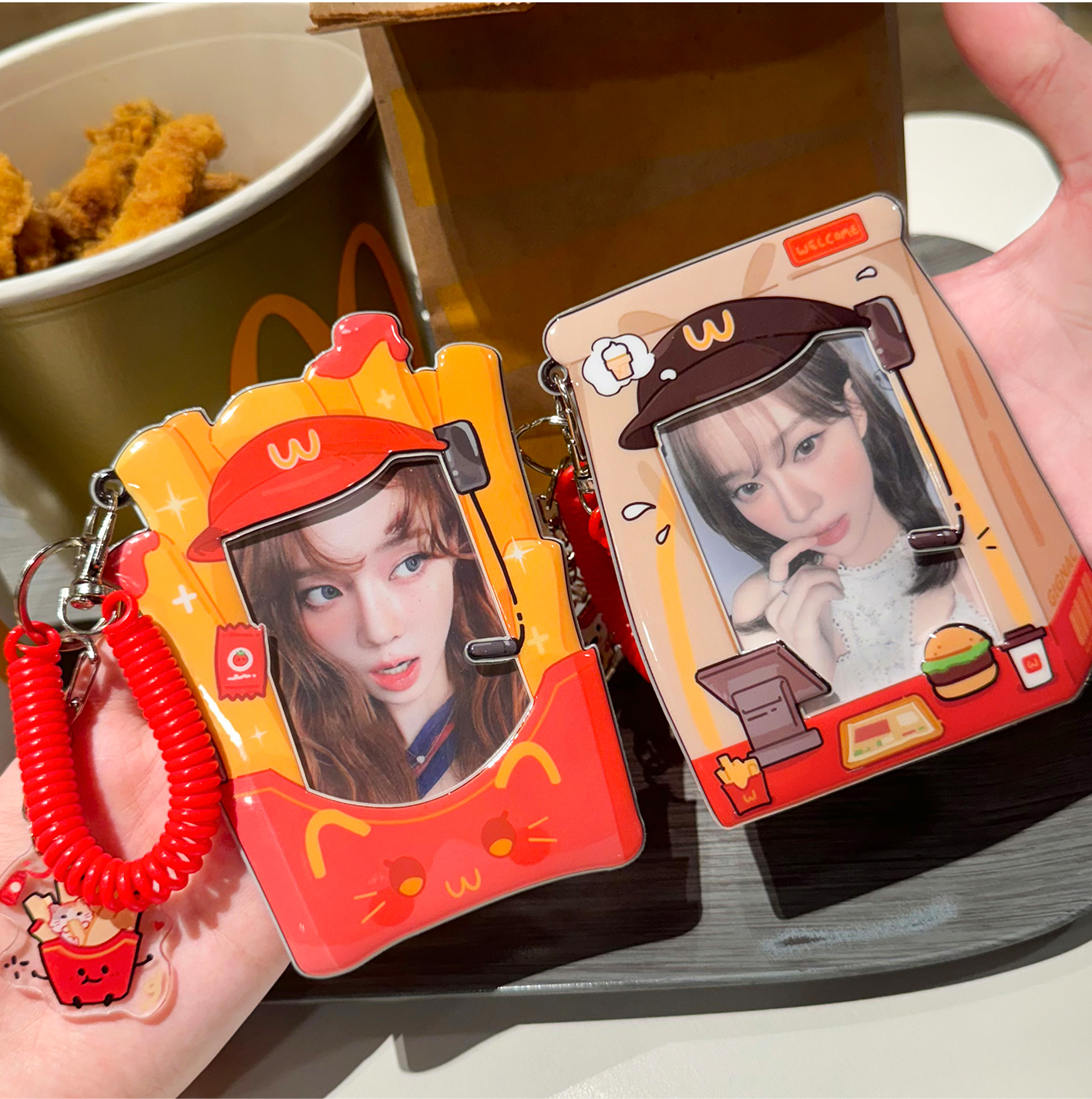 MINKYS Kawaii Hamburg 3 inch Kpop Photocard Holder Photo Card Holder Bag Pendant School Stationery