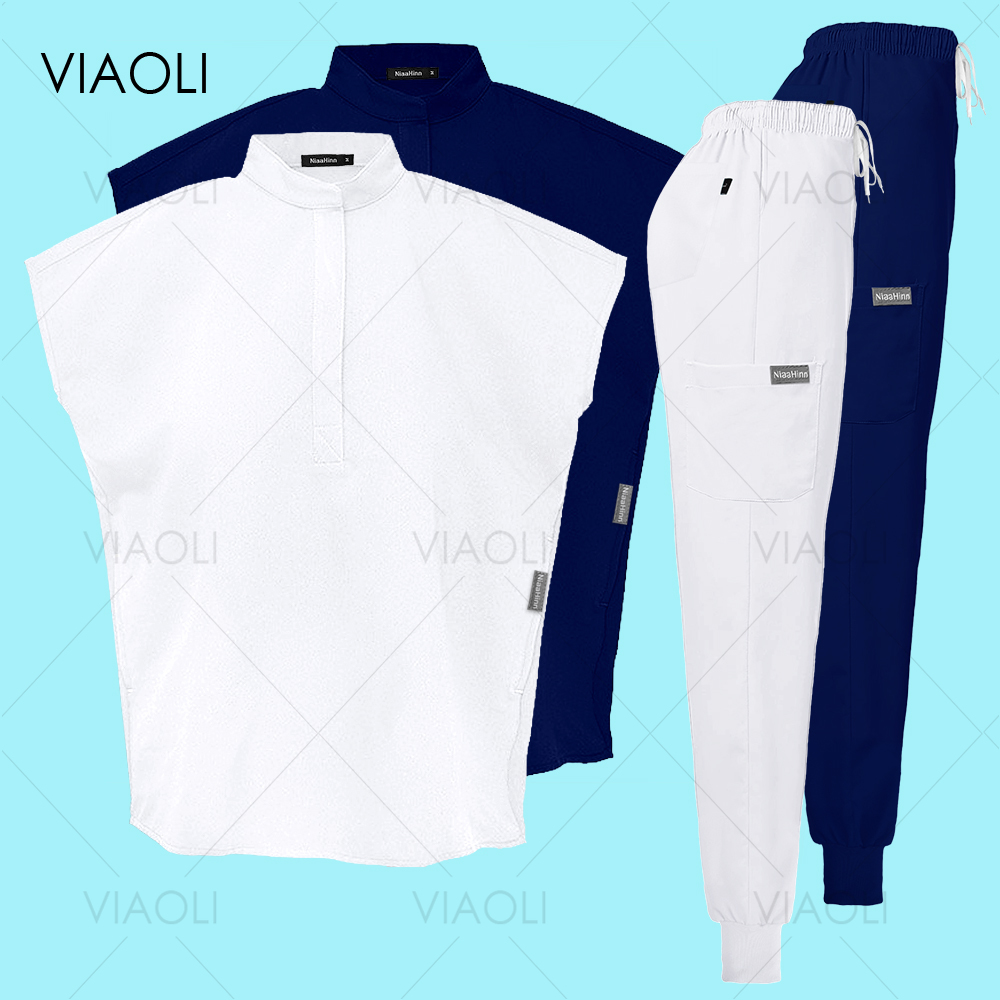 ชุดเครื่องแบบสำหรับขัดชุดเสื้อผ้าทำงานพยาบาลทางการแพทย์โรงพยาบาลชุดกางเกงจ๊อกกิ้งสีทึบชุดสำหรับผ่าตัด