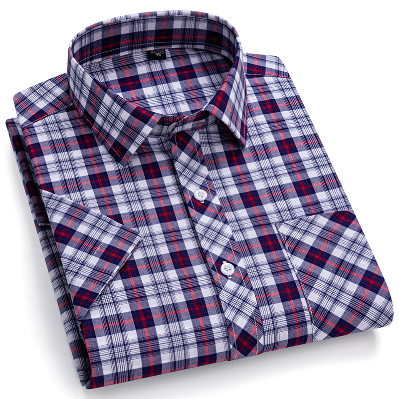 New Casual Shirts For Men Cotton Plaid Short Sleeve Elegant Business Dress Smart Summer Men Clothes England Fashion Top Shirts