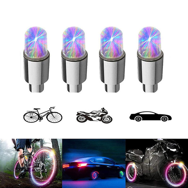 4x luces de tapa de válvula de neumático de neón, tapas de válvula de neumático de rueda intermitentes vibrantes duraderas para tapas de válvula de aire de coche con luces para motocicleta