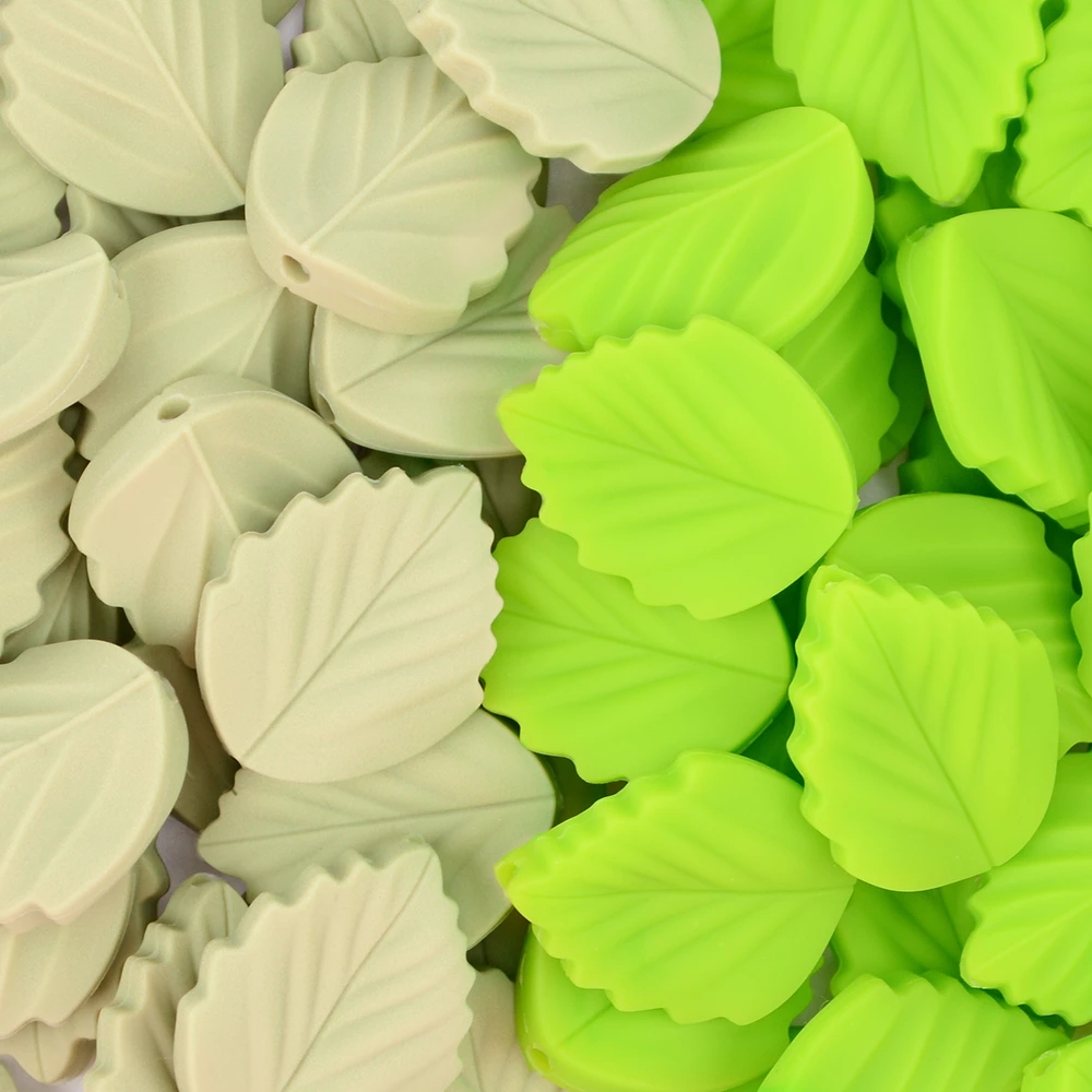 LOFCA 10PCS Leaf Baby Teething ลูกปัดซิลิโคนใบ DIY ซิลิโคนเกรดอาหารของเล่น BPA ฟรี Chew พยาบาลของขวัญ Teethers อุปกรณ์เสริม