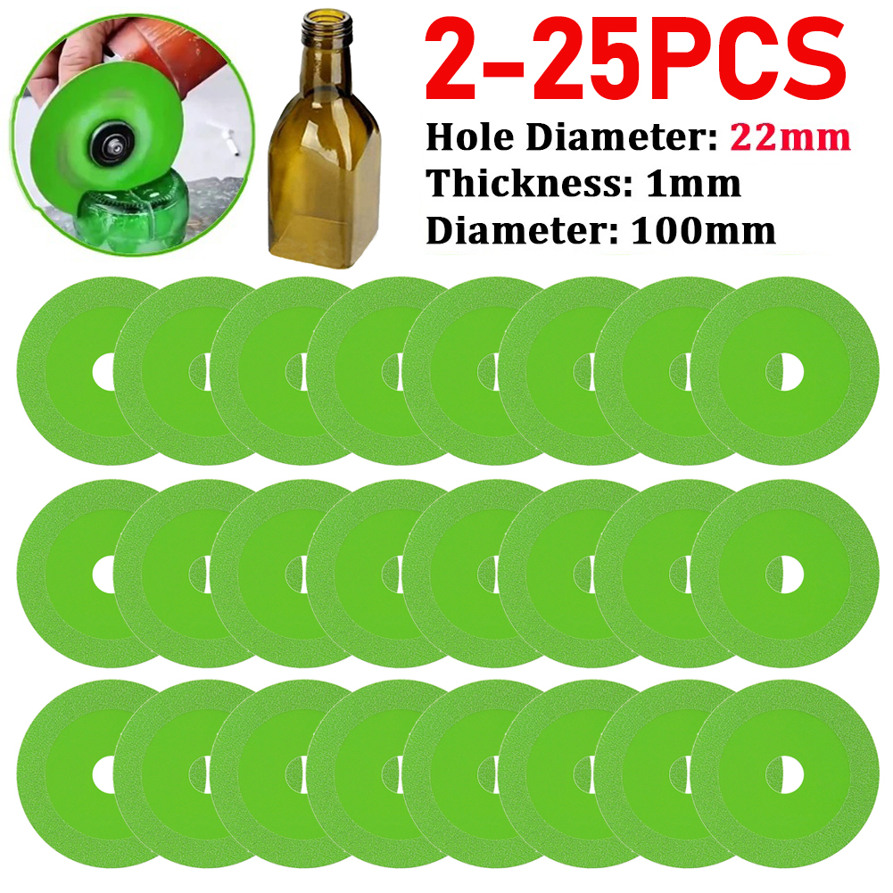 2-25 pces disco de corte de vidro 100mm ultra-fino lâmina de serra jade cristal garrafas de vinho moagem chanfradura lâmina de corte de vidro