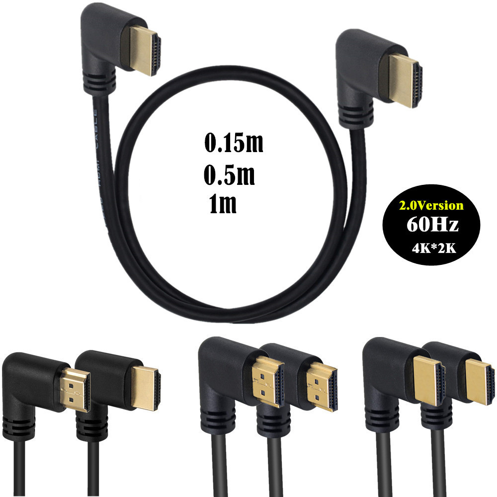 HDTV2.0 4K 3D Dual HDMI-compatibel 90 graden linkshoekige HDTV mannelijk naar haaks HD mannelijk HDTV-kabel voor DVD PS3 PC