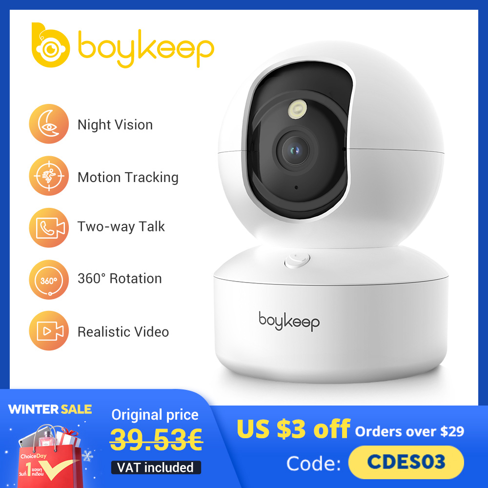 Умная IP-камера BoyKeep 3 МП с Wi-Fi 5G/2.4 ГГц для домашней безопасности, автоматическое отслеживание, круглосуточное видеонаблюдение
