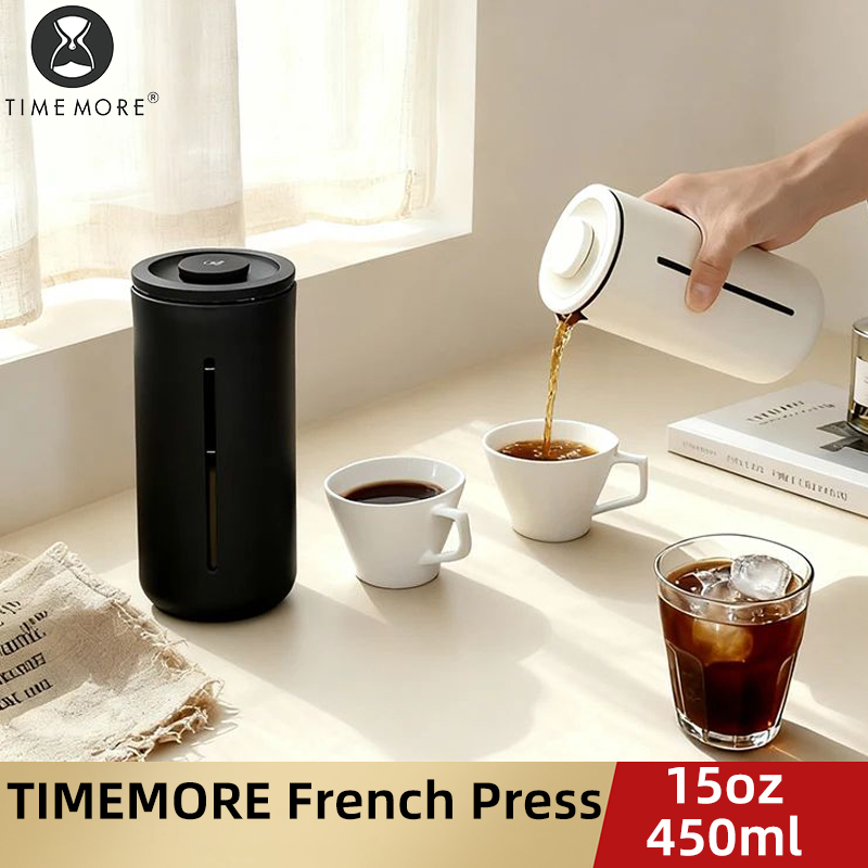 TIMEMORE Imprensa francesa do café da imprensa de timemore, máquina de chá do fabricante de café, 450ml,15 onças, vidro resistente ao calor da malha de aço inoxidável de alta densidade