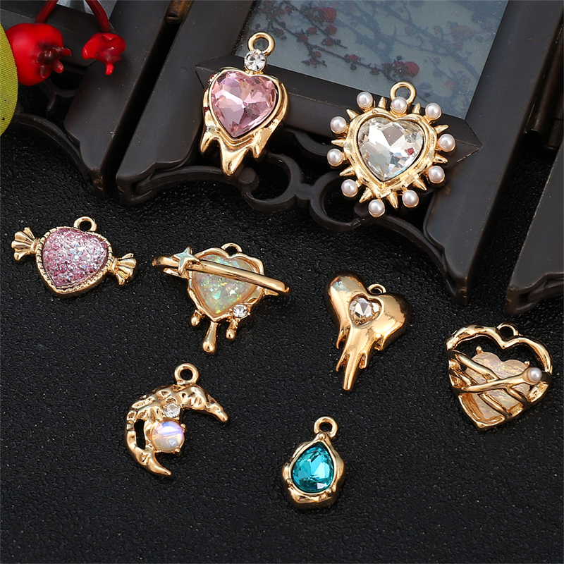 1ชิ้นหรูหรา AB สี rhinestone เสน่ห์หัวใจผีเสื้อกุหลาบจี้สำหรับเครื่องประดับอุปกรณ์ทำหัตถกรรม DIY ส่วนประกอบอุปกรณ์