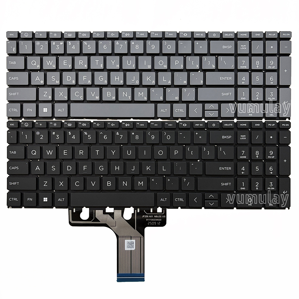 Podświetlana klawiatura US/Rosyjska do notebooka HP 250 G10,255 G10 TPN-Q286 TPN-Q287 Szara