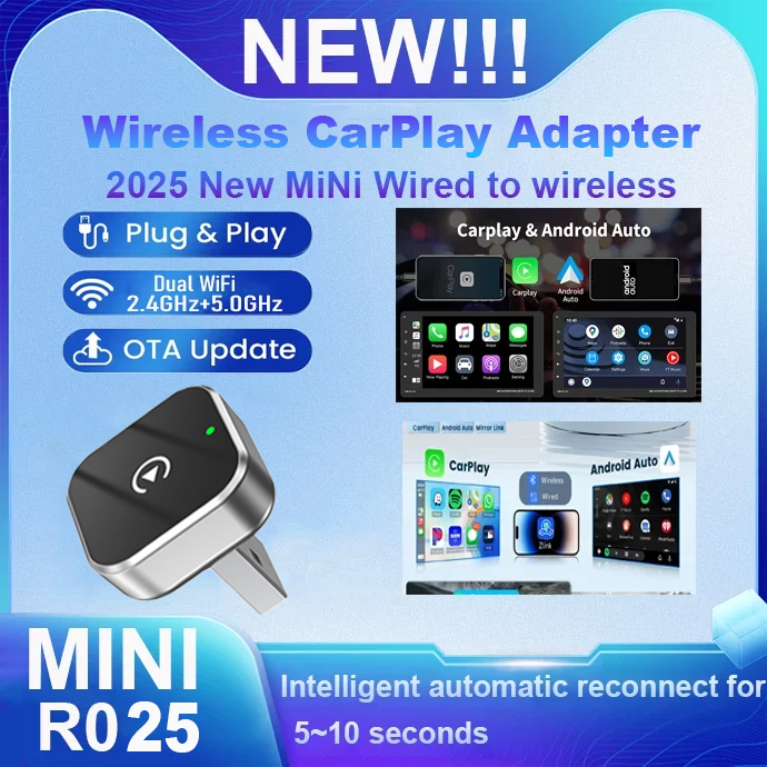 Nowy Bezprzewodowy CarPlay AI Mini Android Car Box Automatyczne Połączenie Kompatybilny ze 99% Modeli Pojazdów Bezprzewodowy Adapter CarPlay