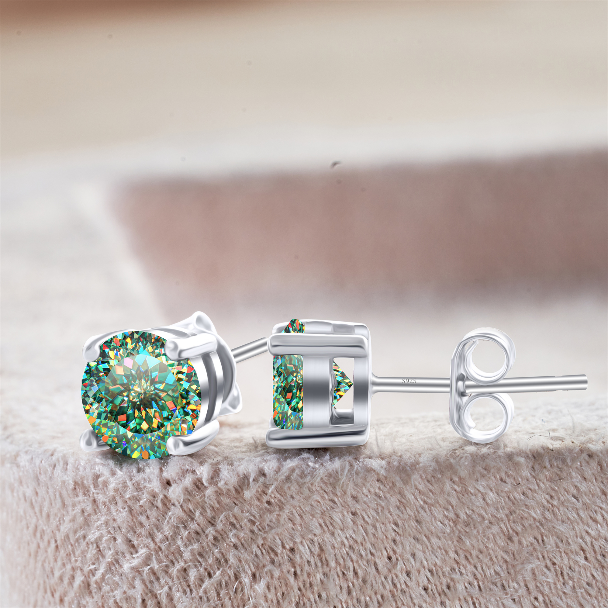 925 Sterling Silver Moissanite Round Earrings 0.5/1/2 Carat Engagement Wedding Daily Wear Party Travel Luxurious Gift for Women