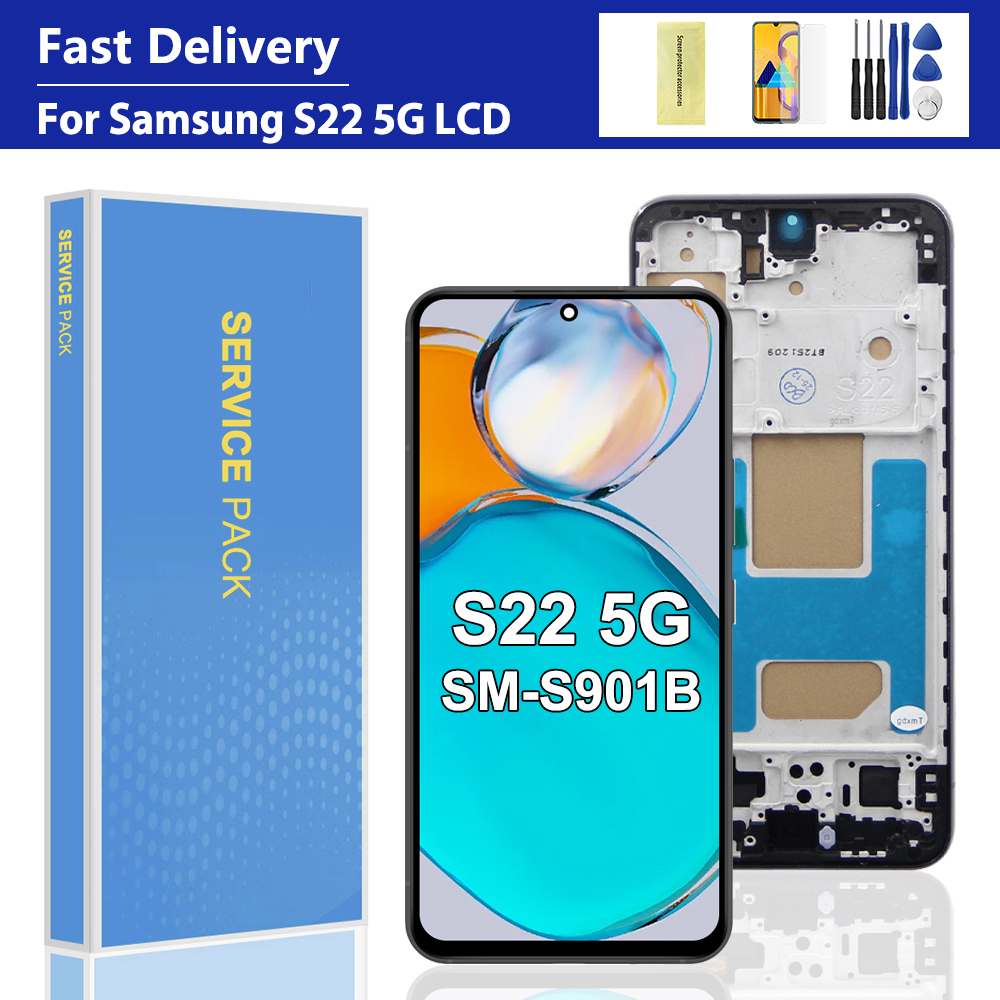 S22 5G Screen Assembly for Samsung Galaxy S22 S901B S901U S901W S901N S901E LCD Display Digital Touch Screen Replacement