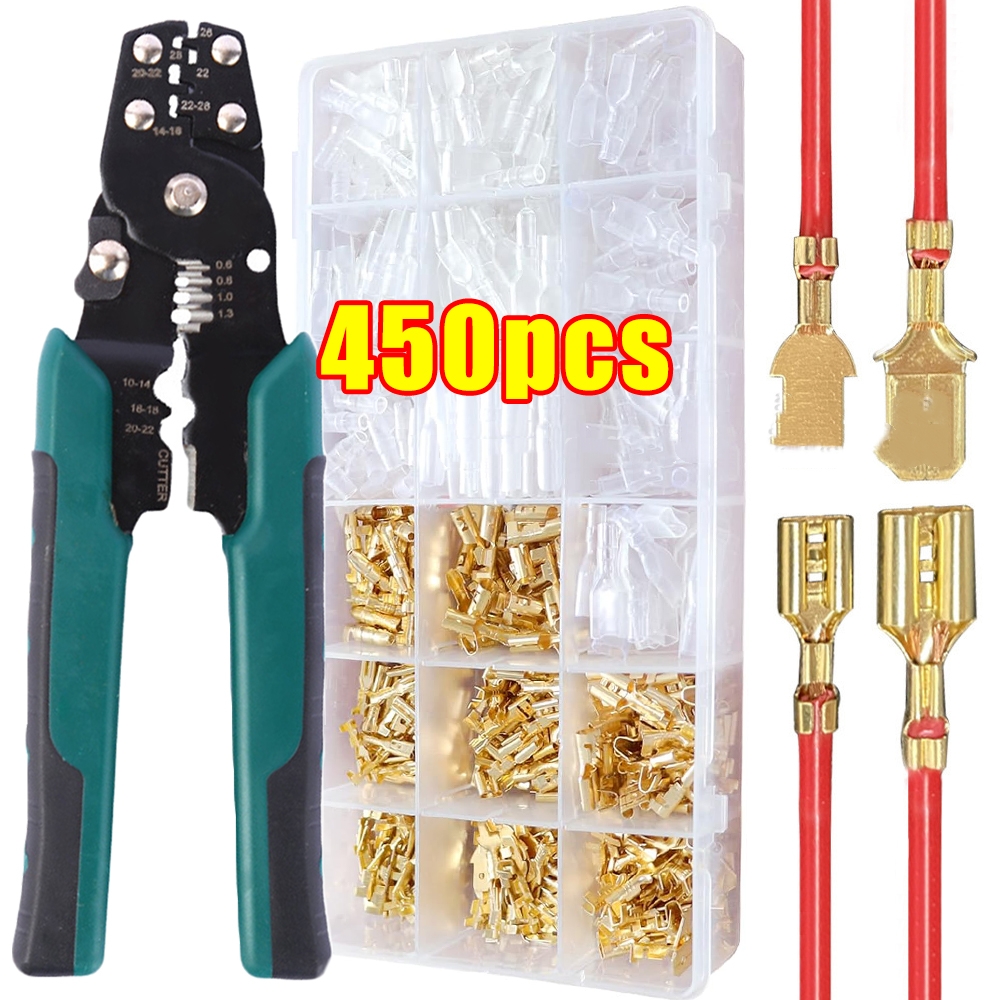 Kit de bornes à sertir pour fils 2.8/4.8/6.3mm, connecteurs mâles et femelles à fourche avec manchon isolé, boîte de connecteurs électriques