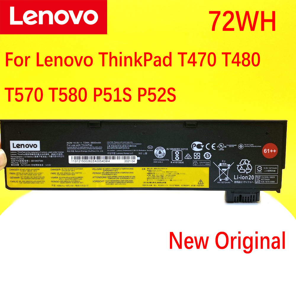 新しいオリジナルノートパソコンのバッテリーレノボ ThinkPad T470 T480 T570 T580 P51S P52S 01AV423 01AV424