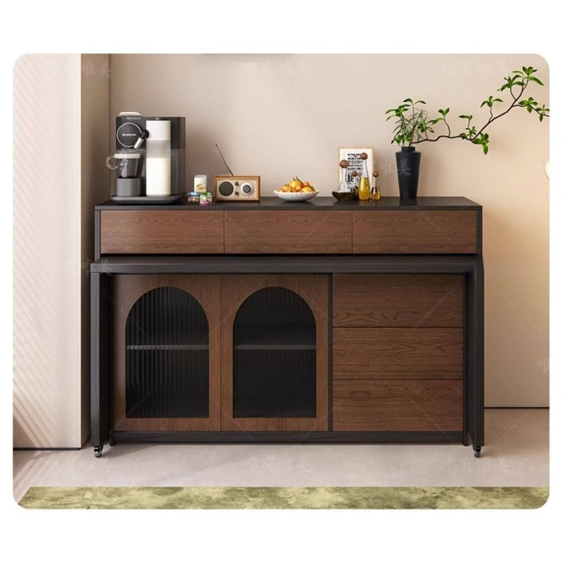 Mueble auxiliar para comedor con mesa integrada estilo rústico, armario antigo, mesa de comedor independiente personalizable