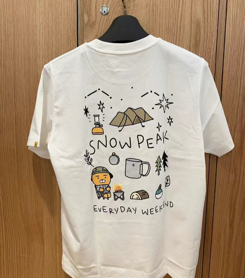 Coreano na moda marca verão nova impressão ao ar livre acampamento lazer de manga curta camiseta puro algodão lazer férias unisex
