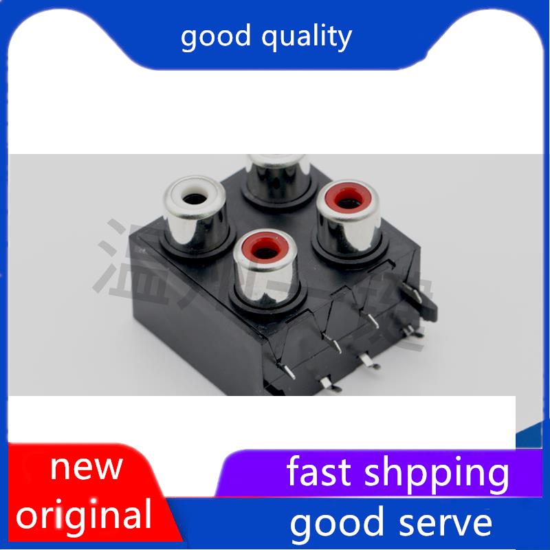 10pcs original new RCA socket with the same core AV four hole 8-pin PCB soldered audio and video interface AV4-8.4-13A sealed