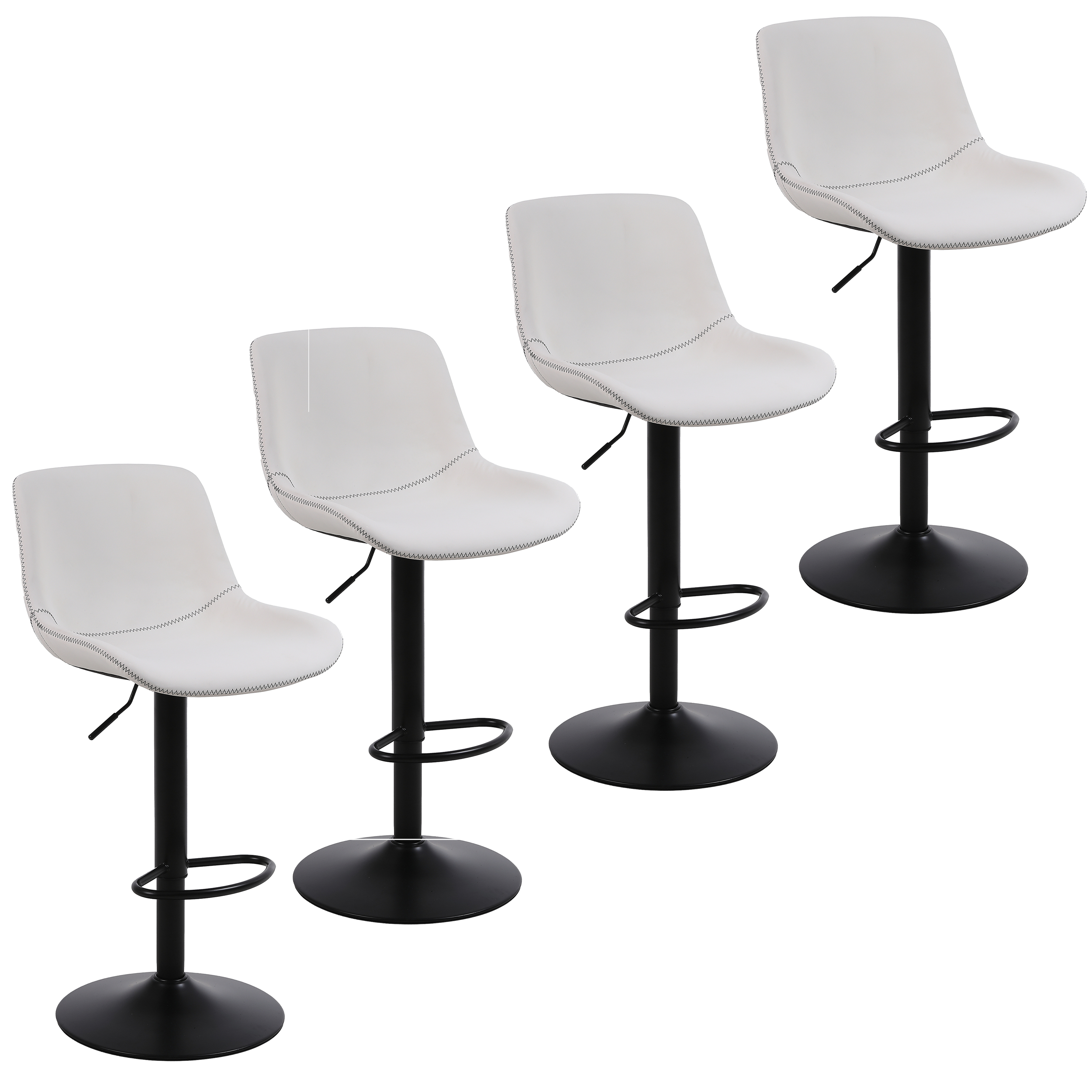 Barhocker-Set, 4er-Set, drehbare Barhocker in Thekenhöhe mit Rückenlehne, verstellbare moderne Barstühle, hohe armlose PU-Leder
