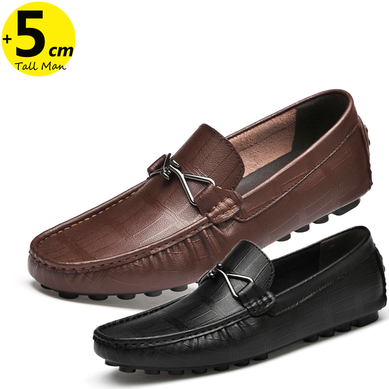 Loafers Man Pu Lederen Schoenen Business Mannen Lift Lift Dikke Hoogte Toename Inlegzolen 6CM Plus Size 35-47