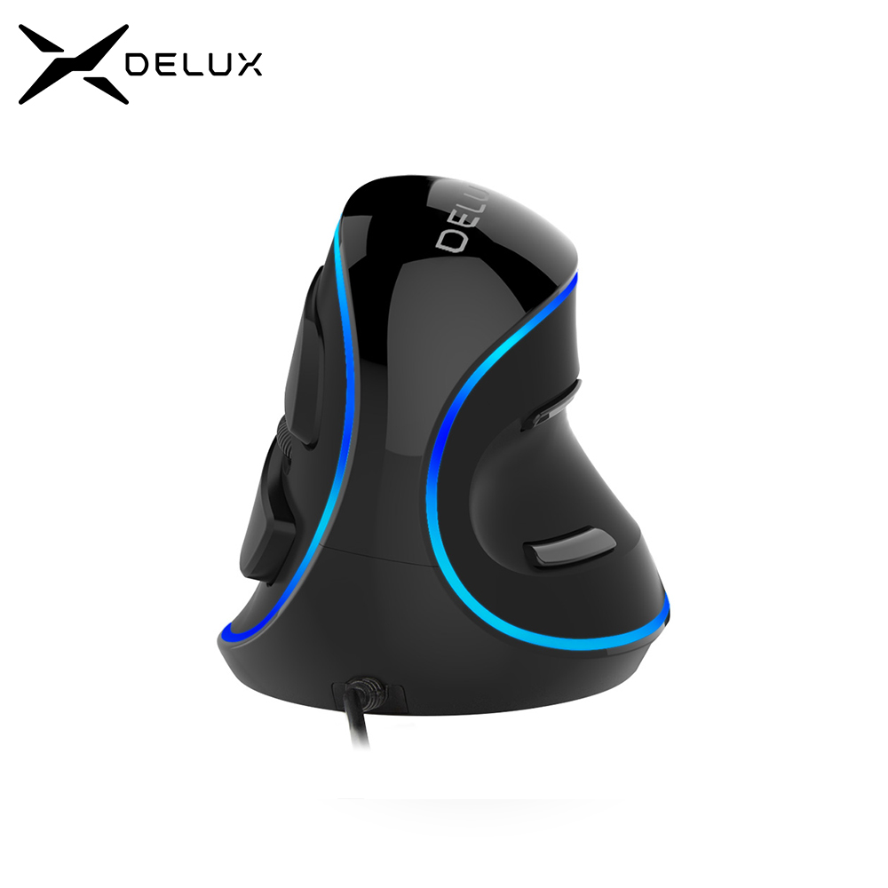Ratón ergonómico Vertical para juegos Delux M618 PLUS, 6 botones, 4000 DPI RGB, con cable/ratón derecho inalámbrico para ordenador portátil PC