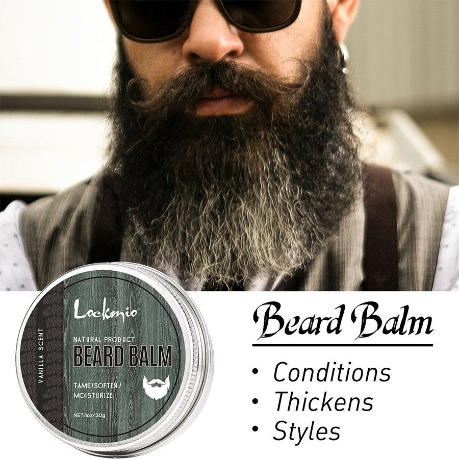 Lockmio baume à barbe naturel cire parfum vanille tamer adoucir hydrater épaissir les Styles crème de soin de barbe lisse pour messieurs
