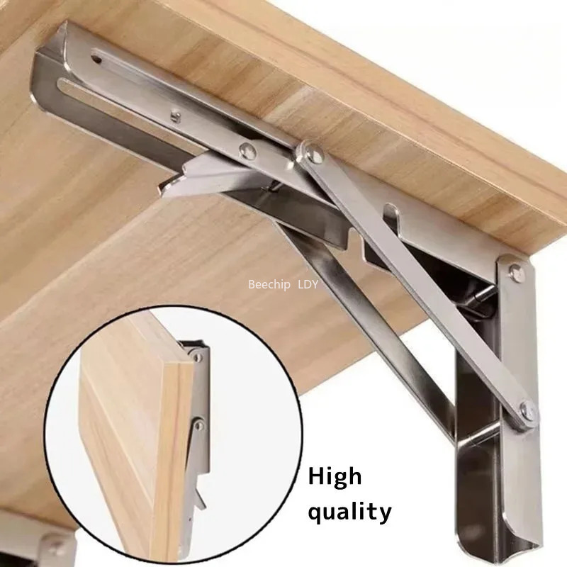 Soportes plegables resistentes para estantes, soporte de ángulo plegable montado en la pared con forma de triángulo de metal para mesa, banco de trabajo, escritorio, 2 uds.
