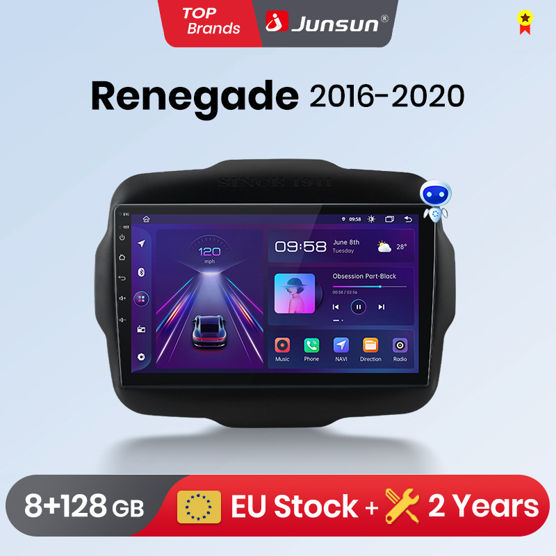 Junsun -Radio Multimedia con GPS para coche, sistema inteligente con Android, CarPlay, para Jeep Renegade 2016, 2018, 2019-2020