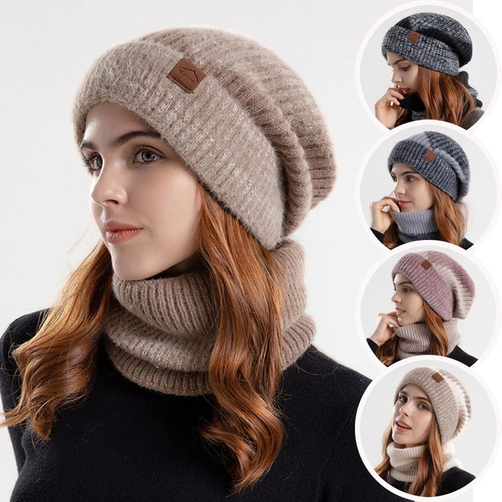 Neue verdickte weiche Mütze Schal Set wind dichte kälte feste warme Mütze Hut Fleece gefüttert Gehörschutz für Frauen