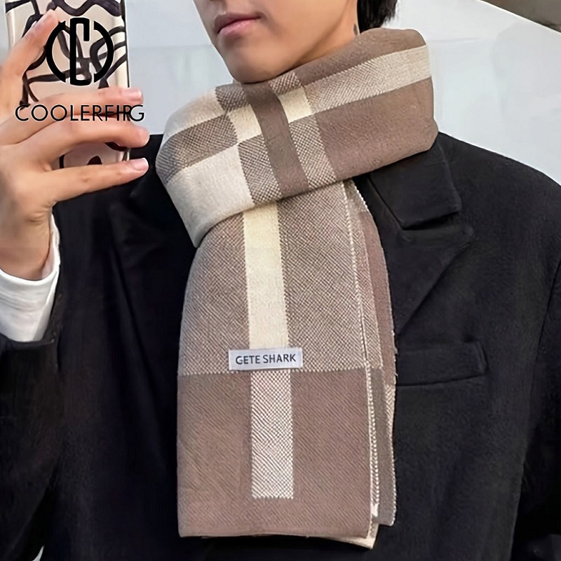 Inverno masculino cachecol manter quente cachecol casual moda marca designers malha lenço retalhos cópia cachecol de caxemira xale envoltório ac2228