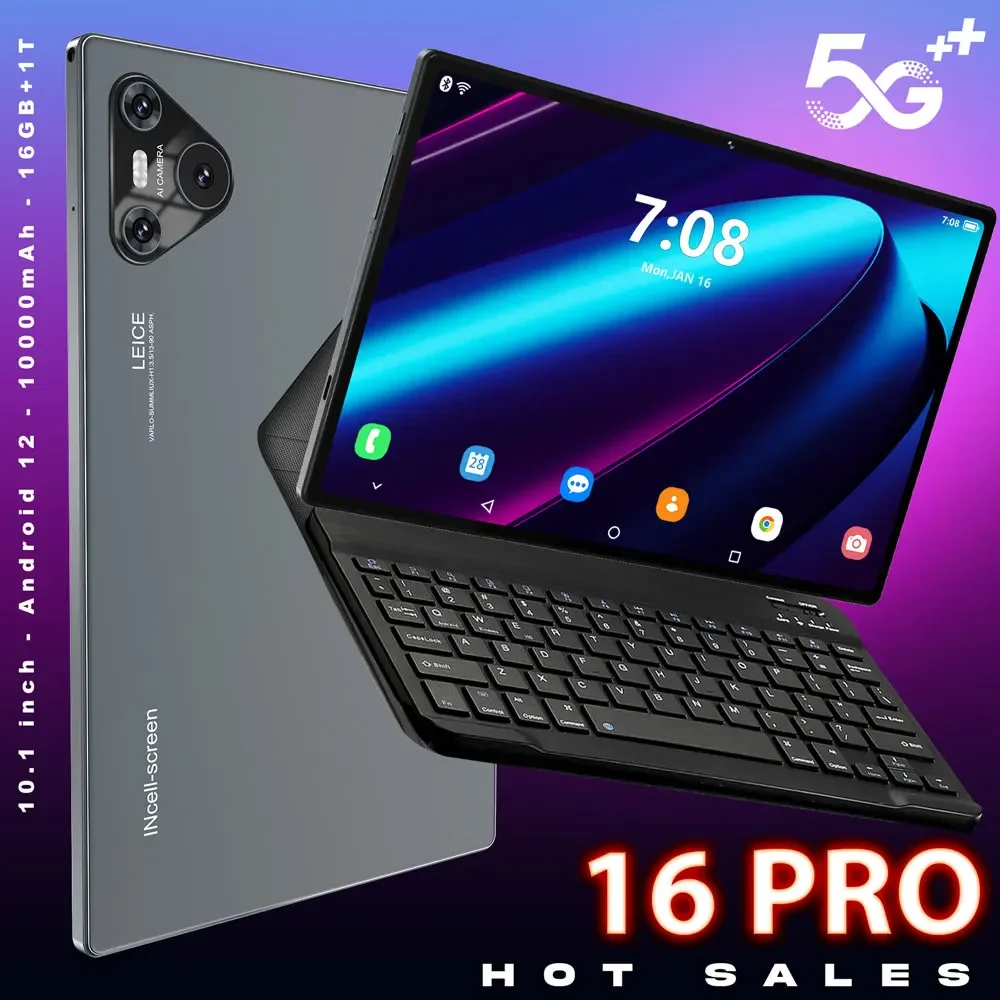 Tablette originale Pad 16 Pro, 10.1 pouces, Android 13 Xioami Global, 16 go + 1024 go, 10000mah, 5G, double SIM, WIFI, écran HD, tablette PC