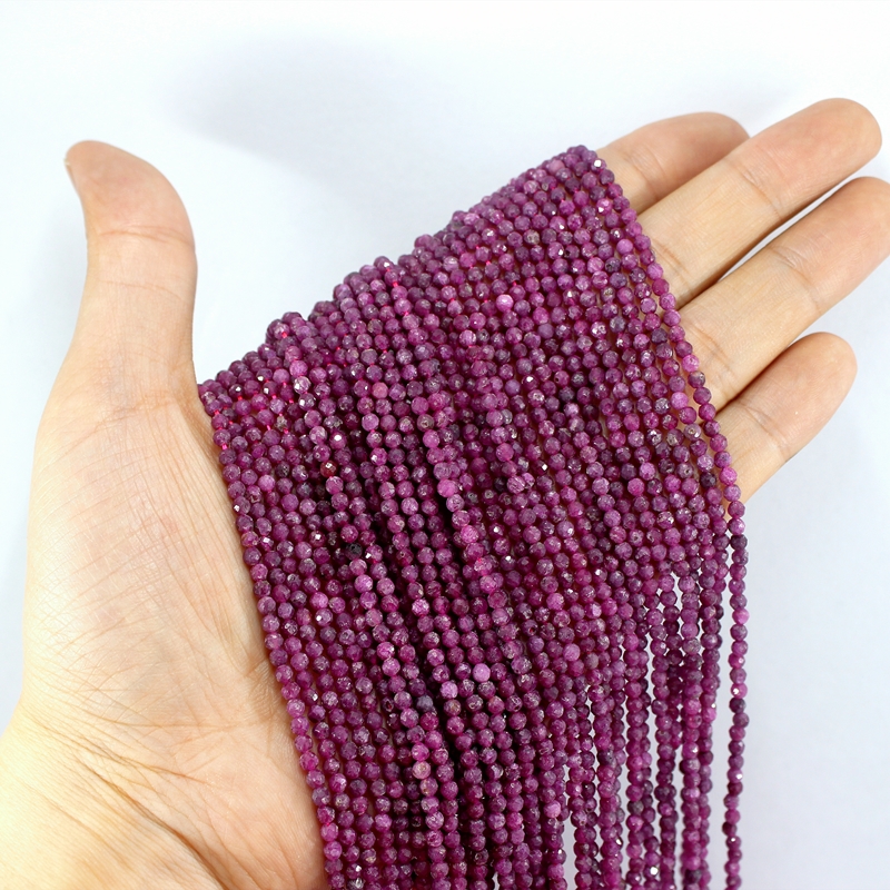 Natural facetado rubi 2 3 4mm micro minúsculo semente redonda contas de pedras preciosas para fazer jóias diy pulseiras colar acessórios