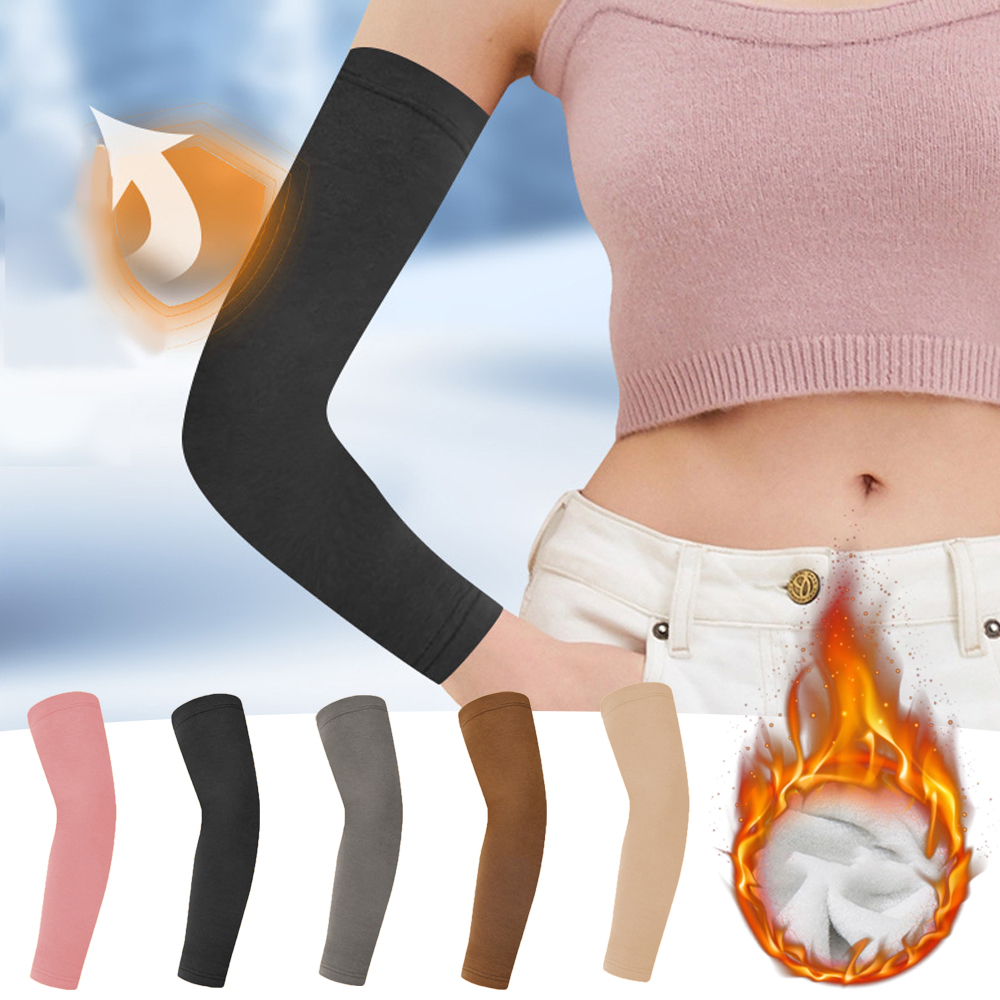 Plus size inverno das mulheres dos homens de pelúcia grosso braço cobre mangas quentes ao ar livre longa condução ciclismo esporte manga falsa cotovelo guarda