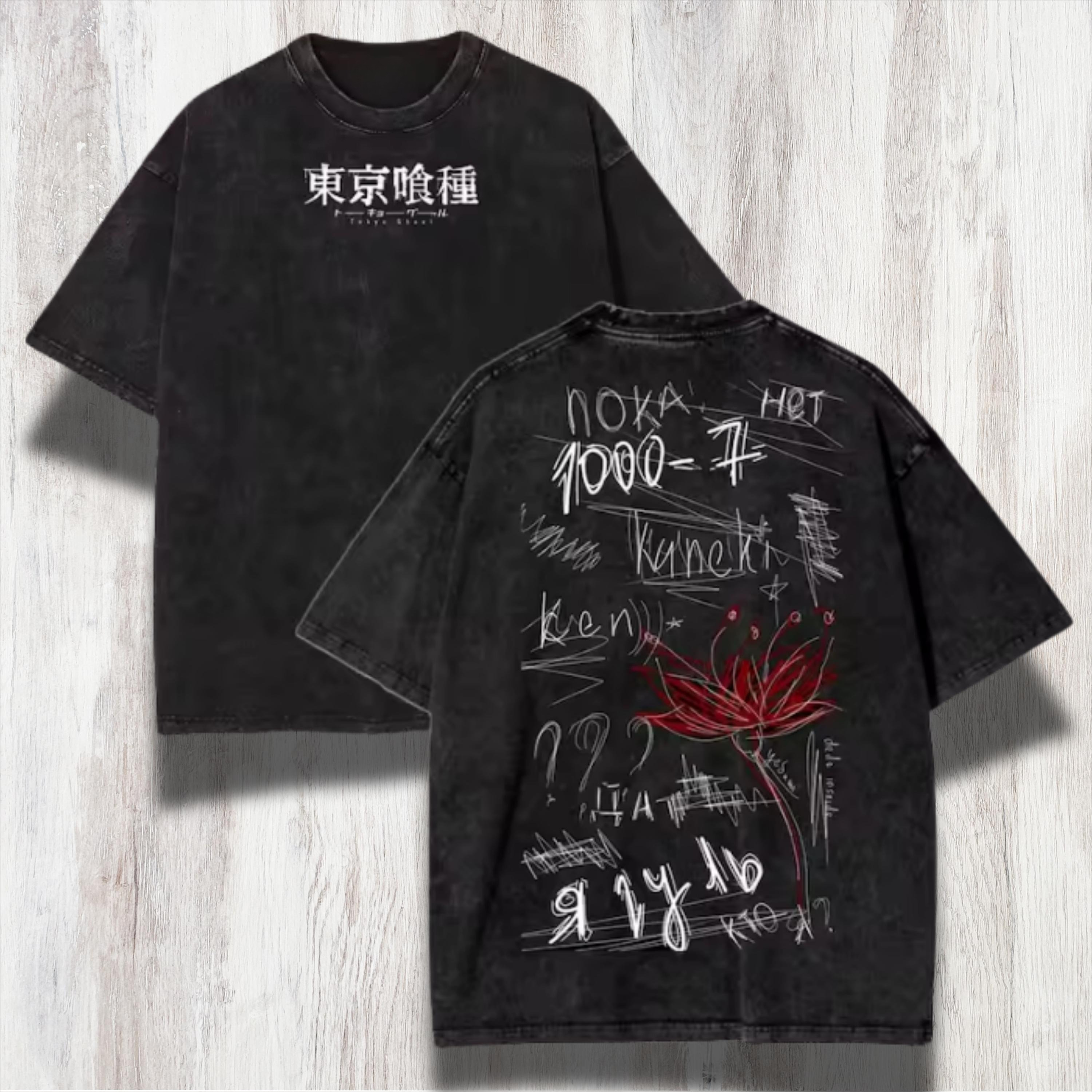 Футболка Ken Kaneki Tokyo Ghoul, негабаритная футболка с аниме, рубашка в стиле гранж-манга, подарок для него или нее