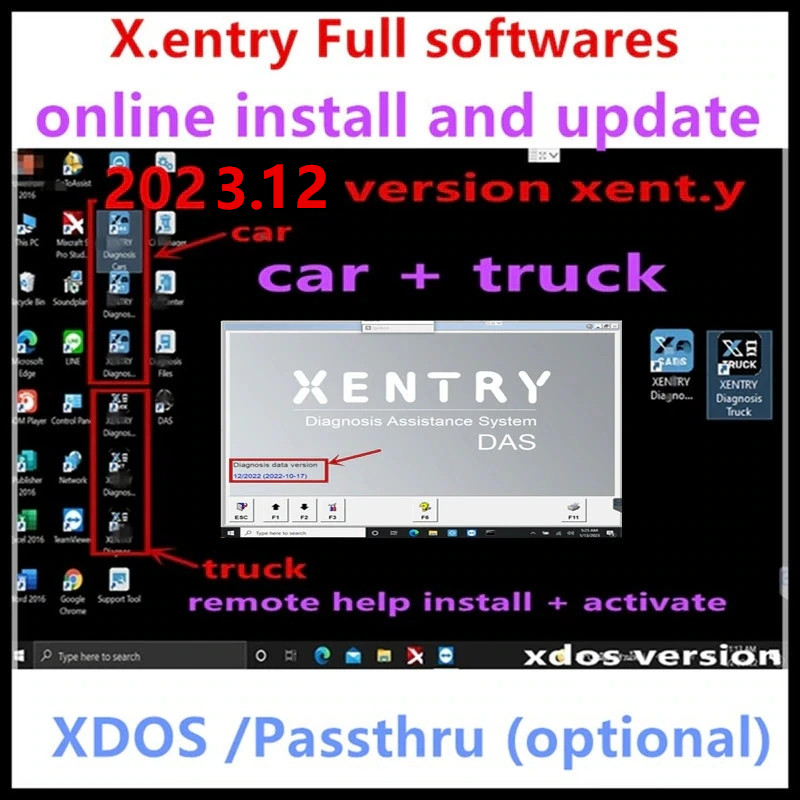 Najnowsze oprogramowanie 2023.12 MB STAR SD C4/C5/C6 Xentry DAS do instalacji lub aktualizacji online, wersja Xentry 2023.12 Passthru dla OpenPort 2.