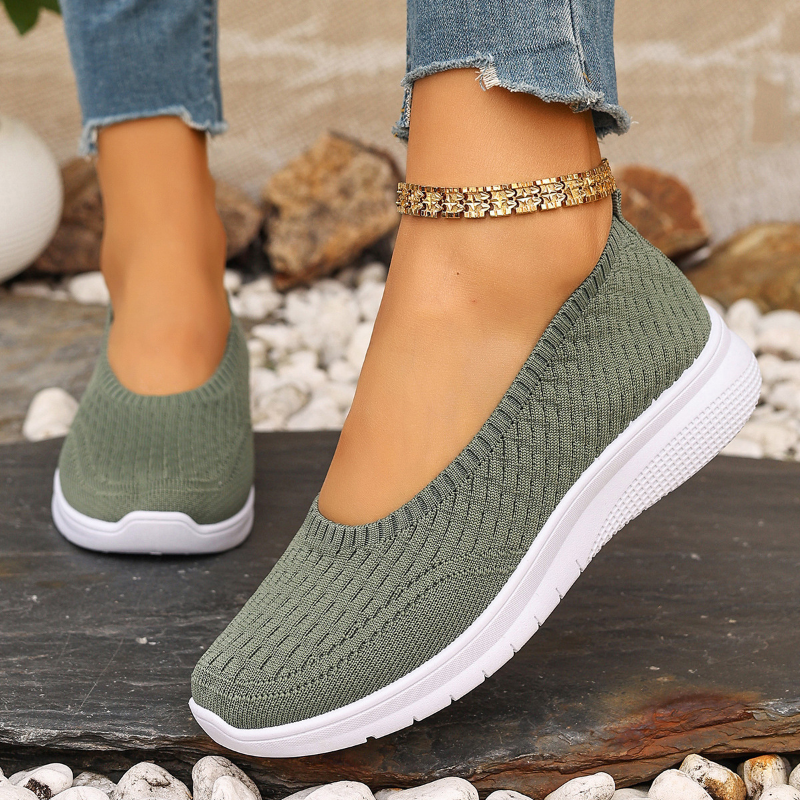 Zapatillas de deporte con plataforma y tejido hueco para mujer, transpirables, antideslizantes, con suela acolchada suave, para caminar a diario, informales, para mamá