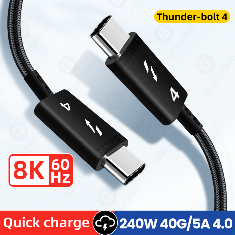 Кабель Thunderbolt 4 USB C — Type C USB4 40 Гбит/с USB-C Кабель для передачи данных PD 240 Вт Линия быстрой зарядки Type-c для Macbook Pro iPad