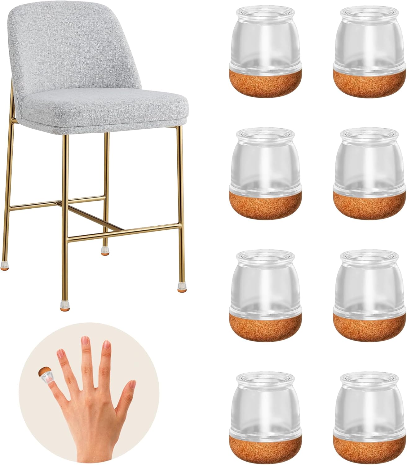 Protectores de suelo para patas de silla redonda pequeña, cubierta para pies, pies de mesa de muebles de silicona diagonales transparentes para madera dura, 16 Uds.