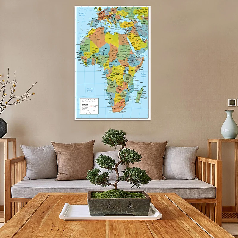 100*150Cm Trong Châu Phi Bản Đồ Chính Trị Phân Phối 2011 Phiên Bản Poster Và Hình In Tranh Canvas Nhà Phòng Khách trang Trí