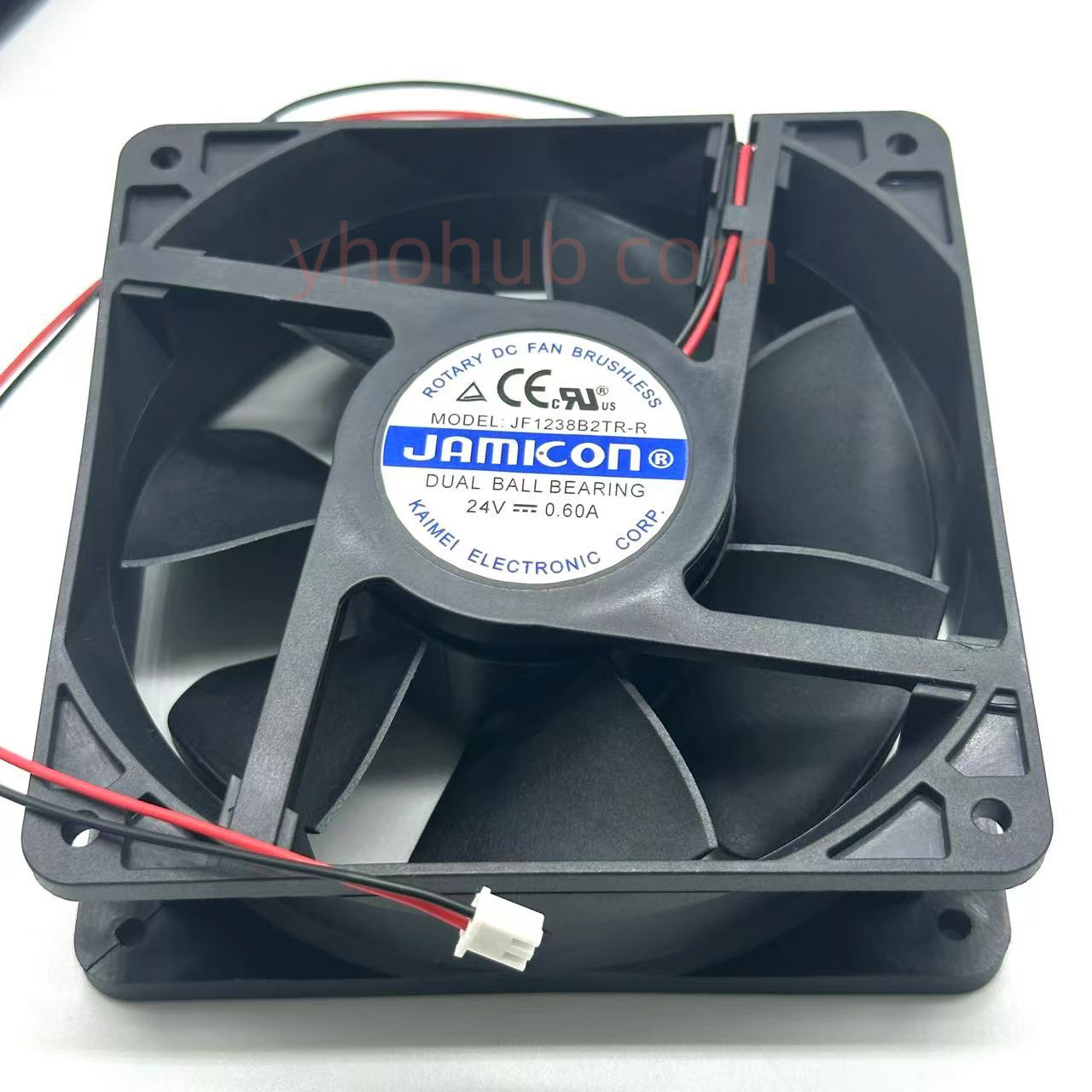 Jamicon JF1238B2TR-R – ventilateur de refroidissement de serveur à 2 fils, 24V DC, 0,60a, 120x120x38mm