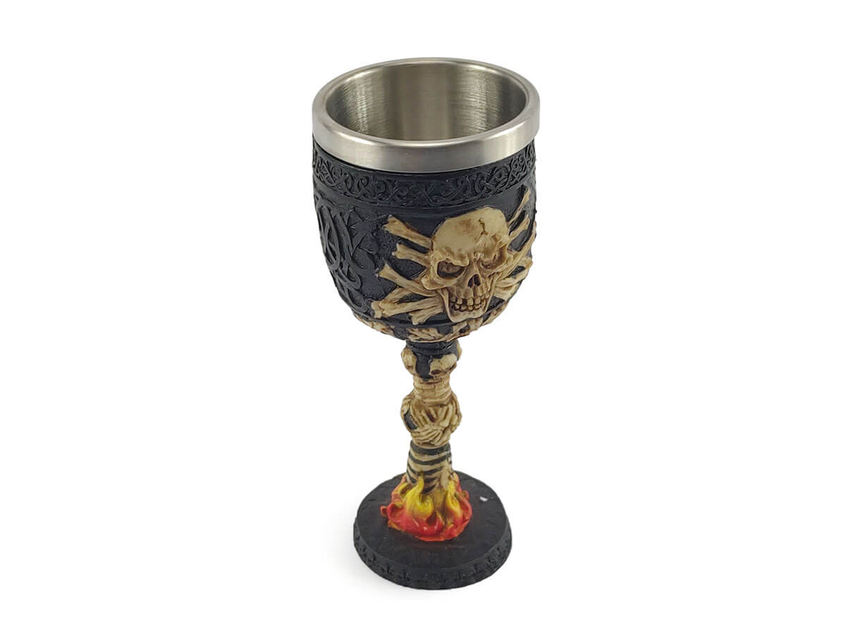 Copa de acero inoxidable y resina, Calavera Medieval, Calavera pirata, roca coleccionable, cóctel de roca, cerveza decorativa