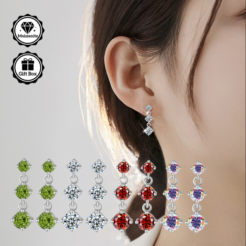 Brincos de Moissanite LAMVOICE de 1.8 Quilates, Presente para Filha, Brincos para Mulheres, Brincos Hipoalergênicos, Presente para Famílias